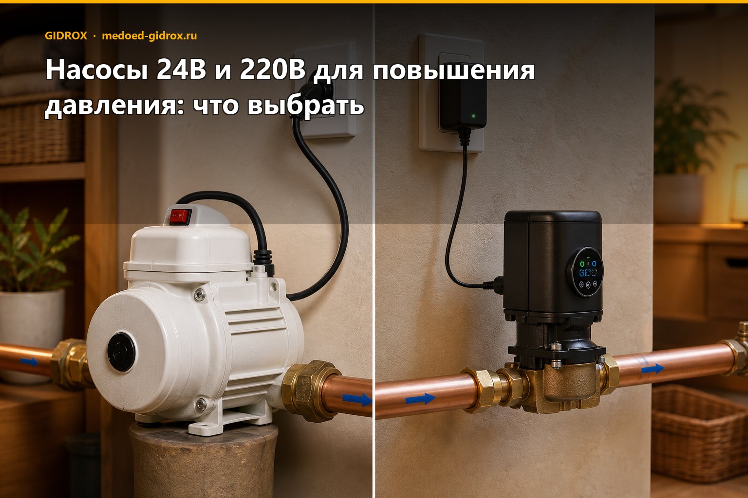 Насосы 24В и 220В для повышения давления: что выбрать