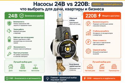 Насосы 24В vs 220В: что выбрать для дачи, квартиры и бизнеса