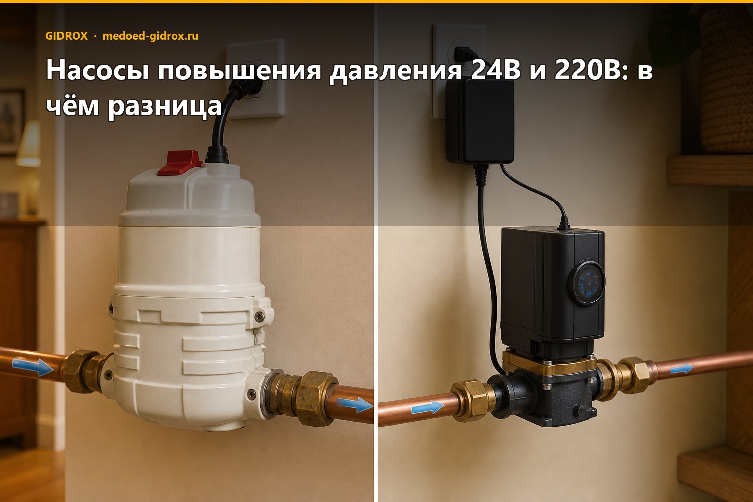Насосы повышения давления 24В и 220В: в чём разница