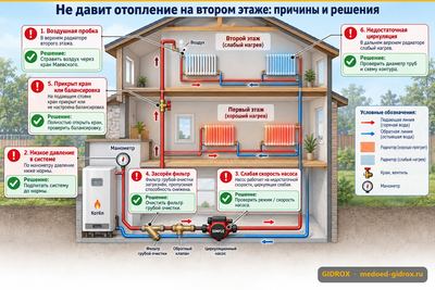 Не давит отопление на втором этаже: причины и решения