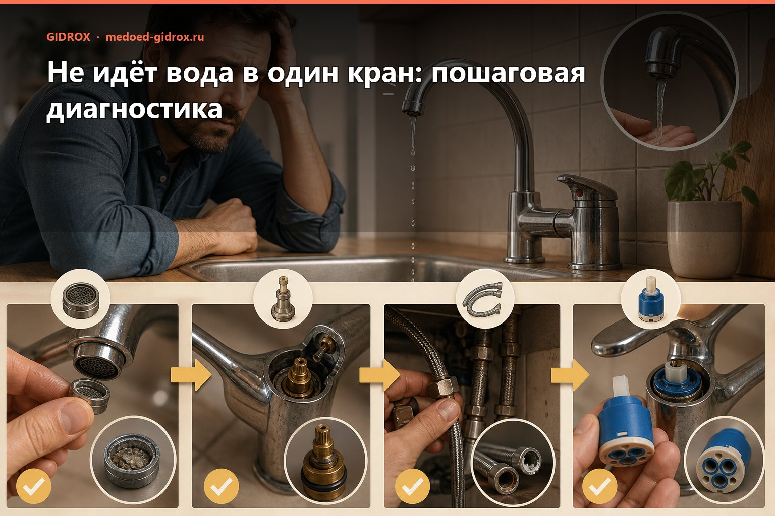 Не идёт вода в один кран: пошаговая диагностика