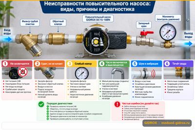 Неисправности повысительного насоса: виды, причины и диагностика