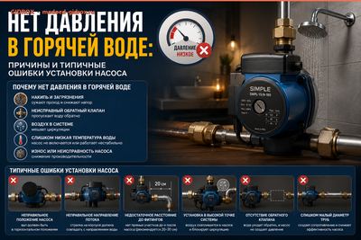 Нет давления в горячей воде: причины и типичные ошибки установки насоса