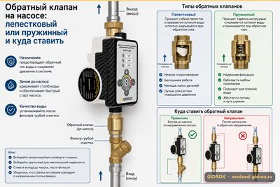 Обратный клапан на насосе: лепестковый или пружинный и куда ставить
