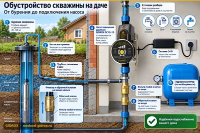 Обустройство скважины на даче: от бурения до подключения насоса