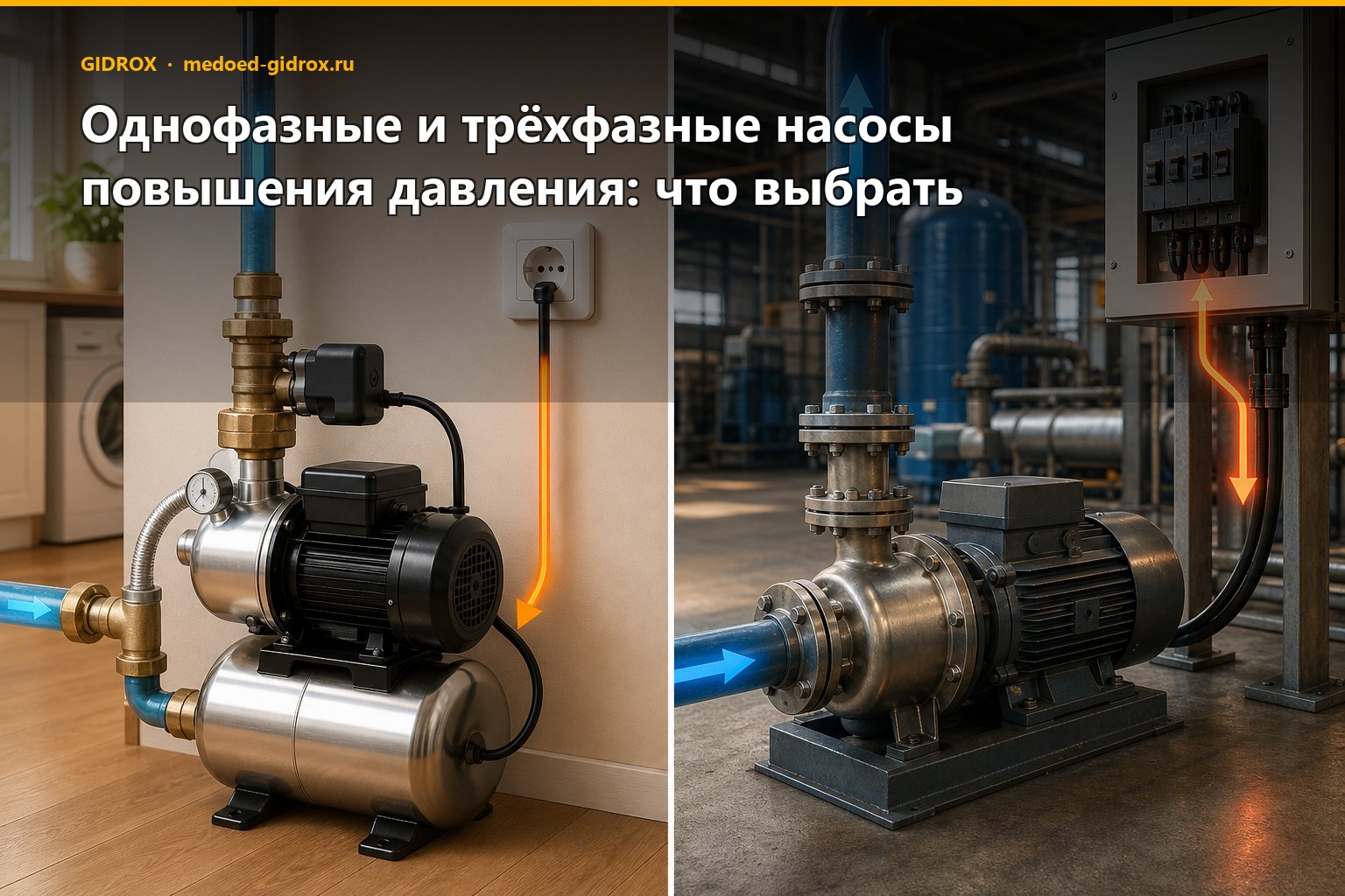 Однофазные и трёхфазные насосы повышения давления: что выбрать