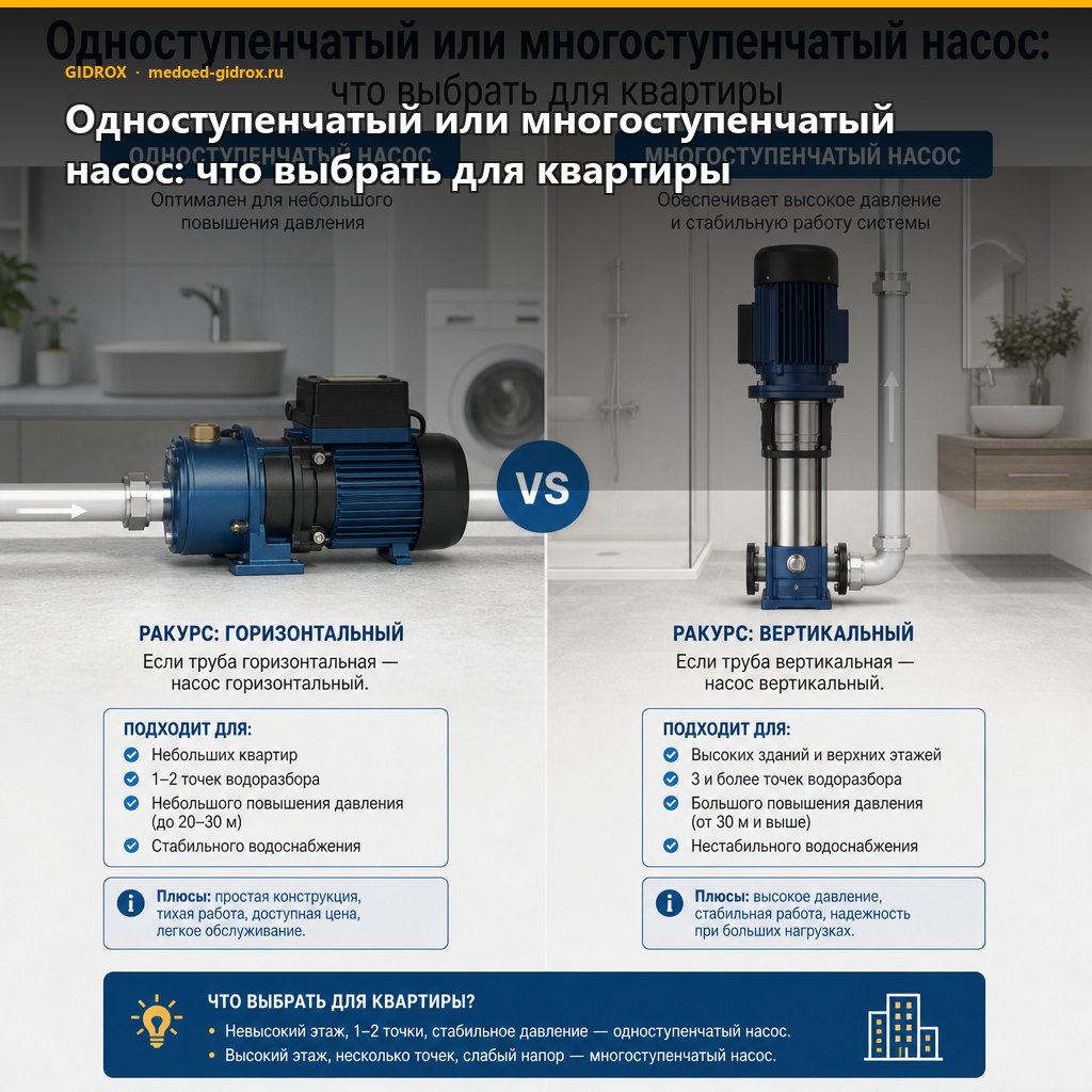 Одноступенчатый или многоступенчатый насос: что выбрать для квартиры