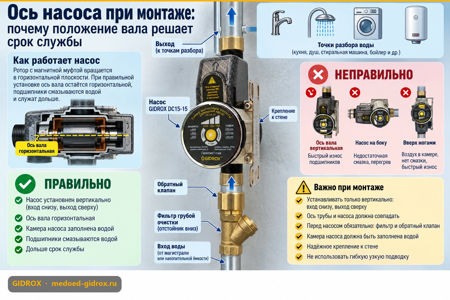 Ось насоса при монтаже: почему положение вала решает срок службы