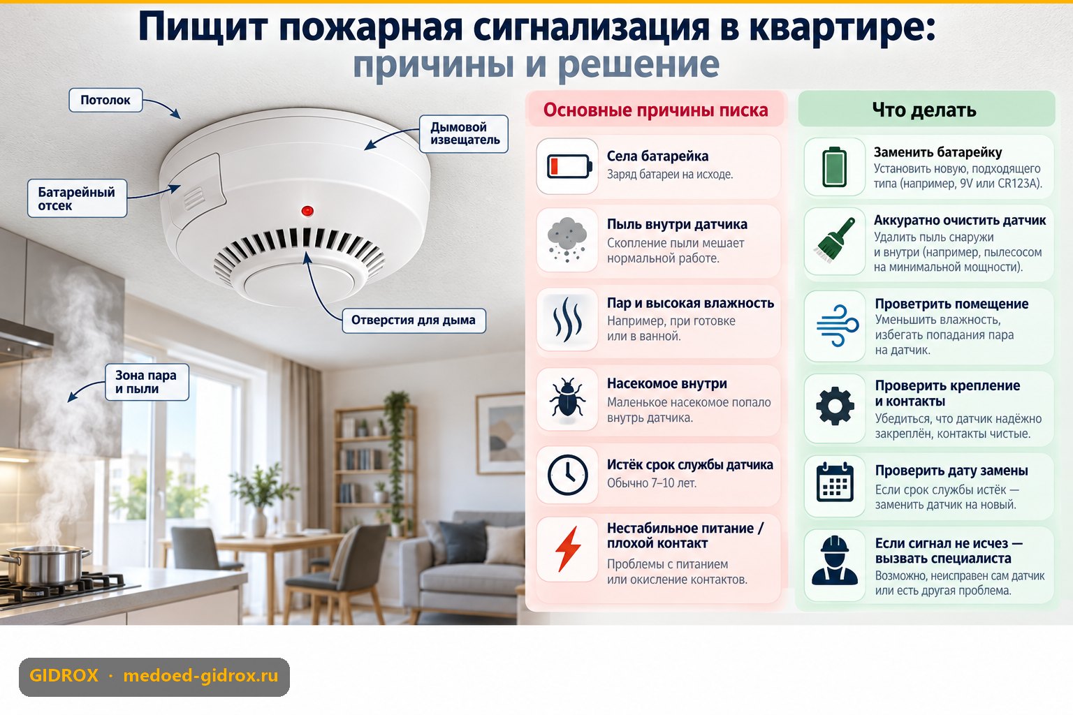 Пищит пожарная сигнализация в квартире: причины и решение
