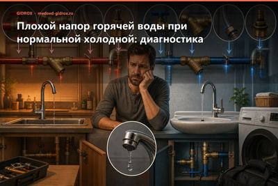 Плохой напор горячей воды при нормальной холодной: диагностика