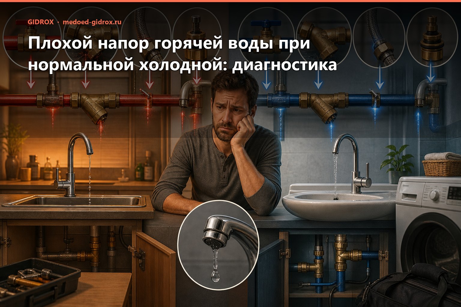 Плохой напор горячей воды при нормальной холодной: диагностика