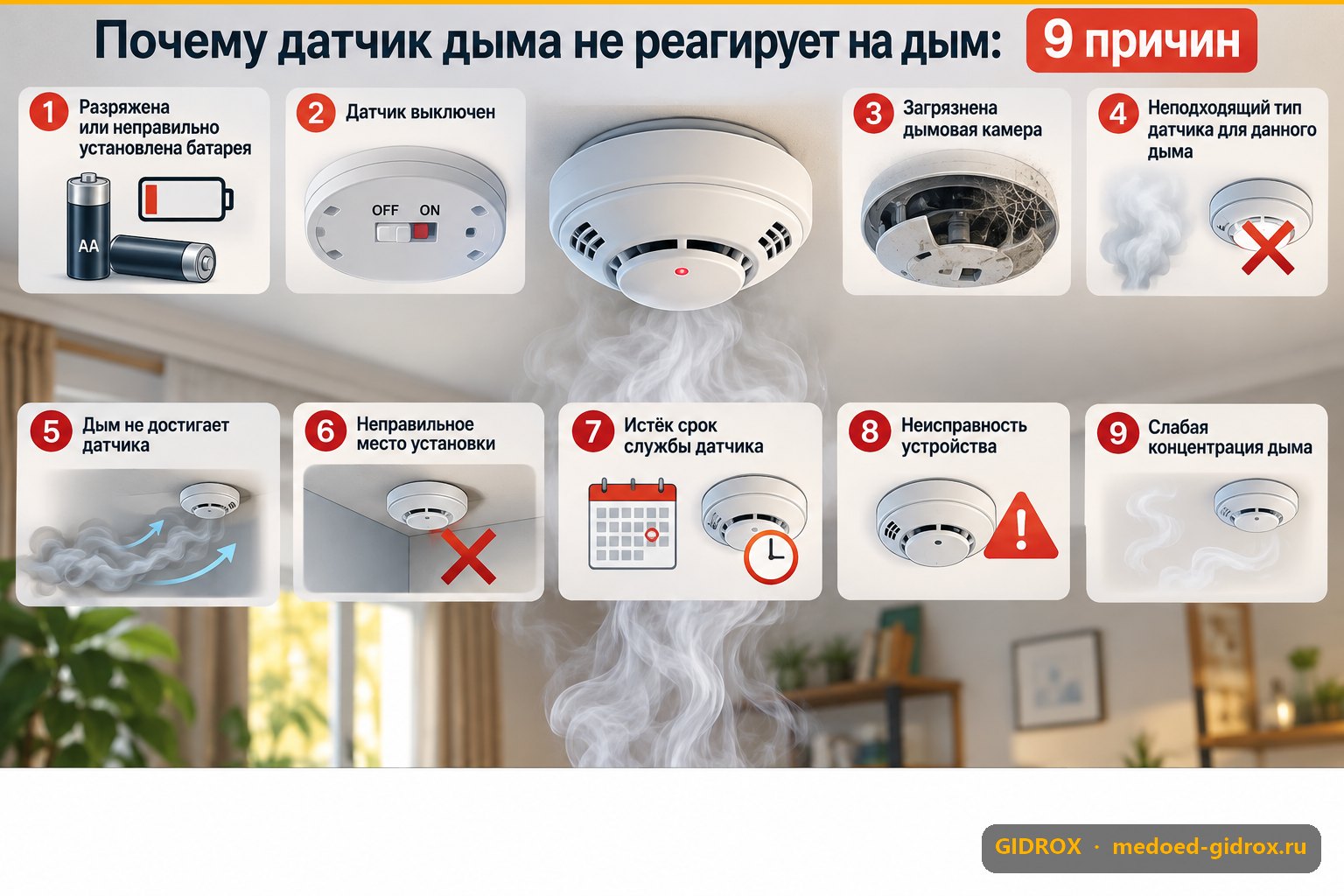 Почему датчик дыма не реагирует на дым: 9 причин