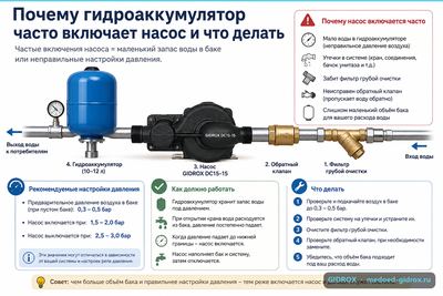Почему гидроаккумулятор часто включает насос и что делать