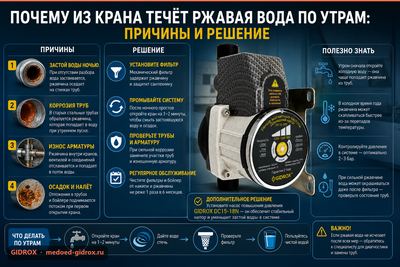 Почему из крана течёт ржавая вода по утрам: причины и решение