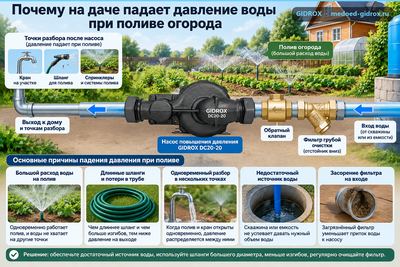 Почему на даче падает давление воды при поливе огорода