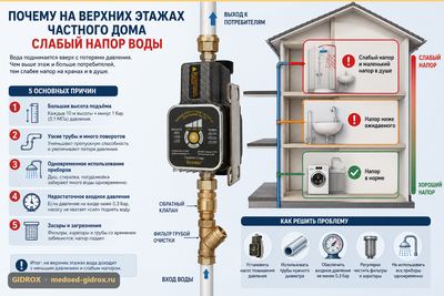 Почему на верхних этажах частного дома слабый напор воды