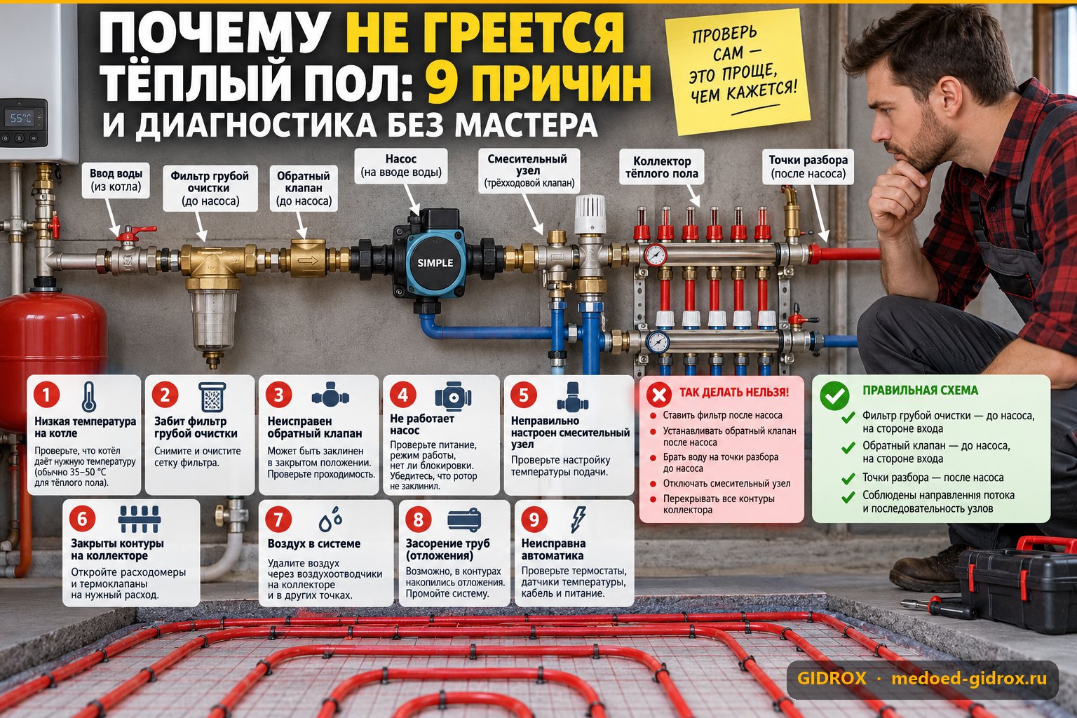 Почему не греется тёплый пол: 9 причин и диагностика без мастера