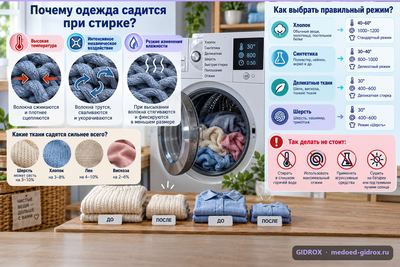 Почему одежда садится при стирке и как выбрать правильный режим
