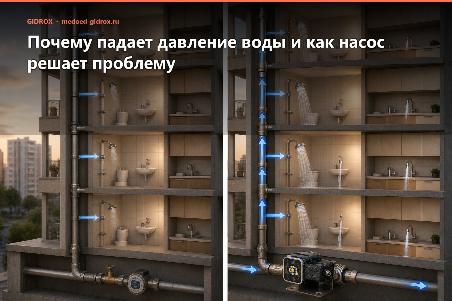 Почему падает давление воды и как насос решает проблему
