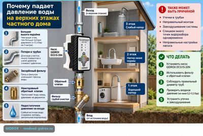 Почему падает давление воды на верхних этажах частного дома