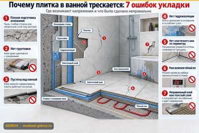 Почему плитка в ванной трескается: 7 ошибок укладки