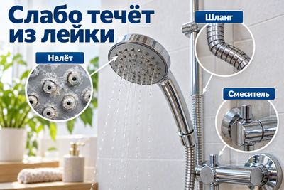 Почему плохо течёт вода из лейки душа: как найти причину за 5 минут