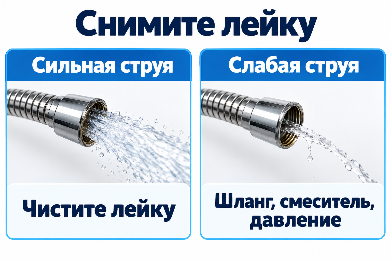 Снимите лейку и откройте воду: по струе из шланга видно, где искать причину