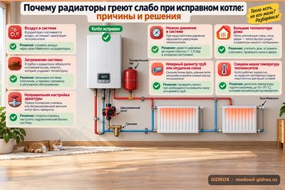 Почему радиаторы греют слабо при исправном котле: причины и решения