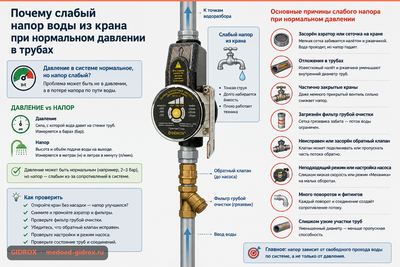 Почему слабый напор воды из крана при нормальном давлении в трубах