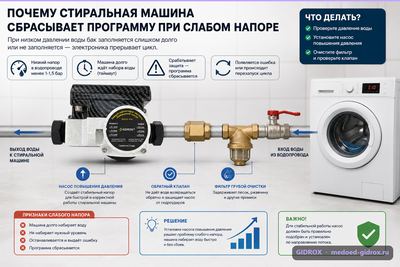 Почему стиральная машина сбрасывает программу при слабом напоре