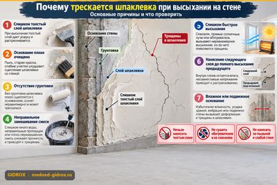 Почему трескается шпаклевка при высыхании на стене