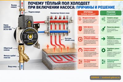 Почему тёплый пол холодеет при включении насоса: причины и решение