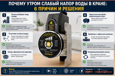 Почему утром слабый напор воды в кране: 6 причин и решения