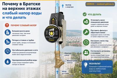 Почему в Братске на верхних этажах слабый напор воды и что делать