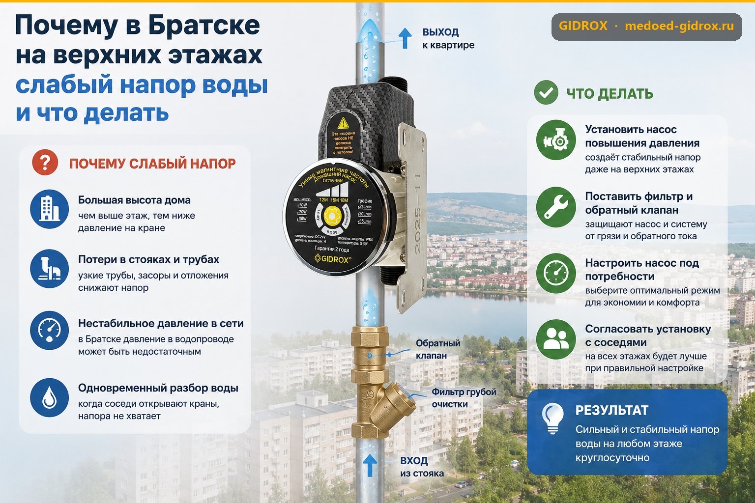 Почему в Братске на верхних этажах слабый напор воды и что делать