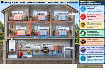 Почему в частном доме от газового котла не греются батареи