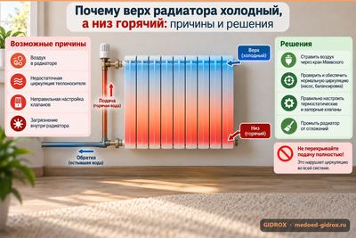 Почему верх радиатора холодный, а низ горячий: причины и решения