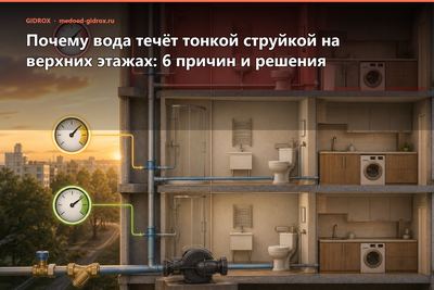 Почему вода течёт тонкой струйкой на верхних этажах: 6 причин и решения
