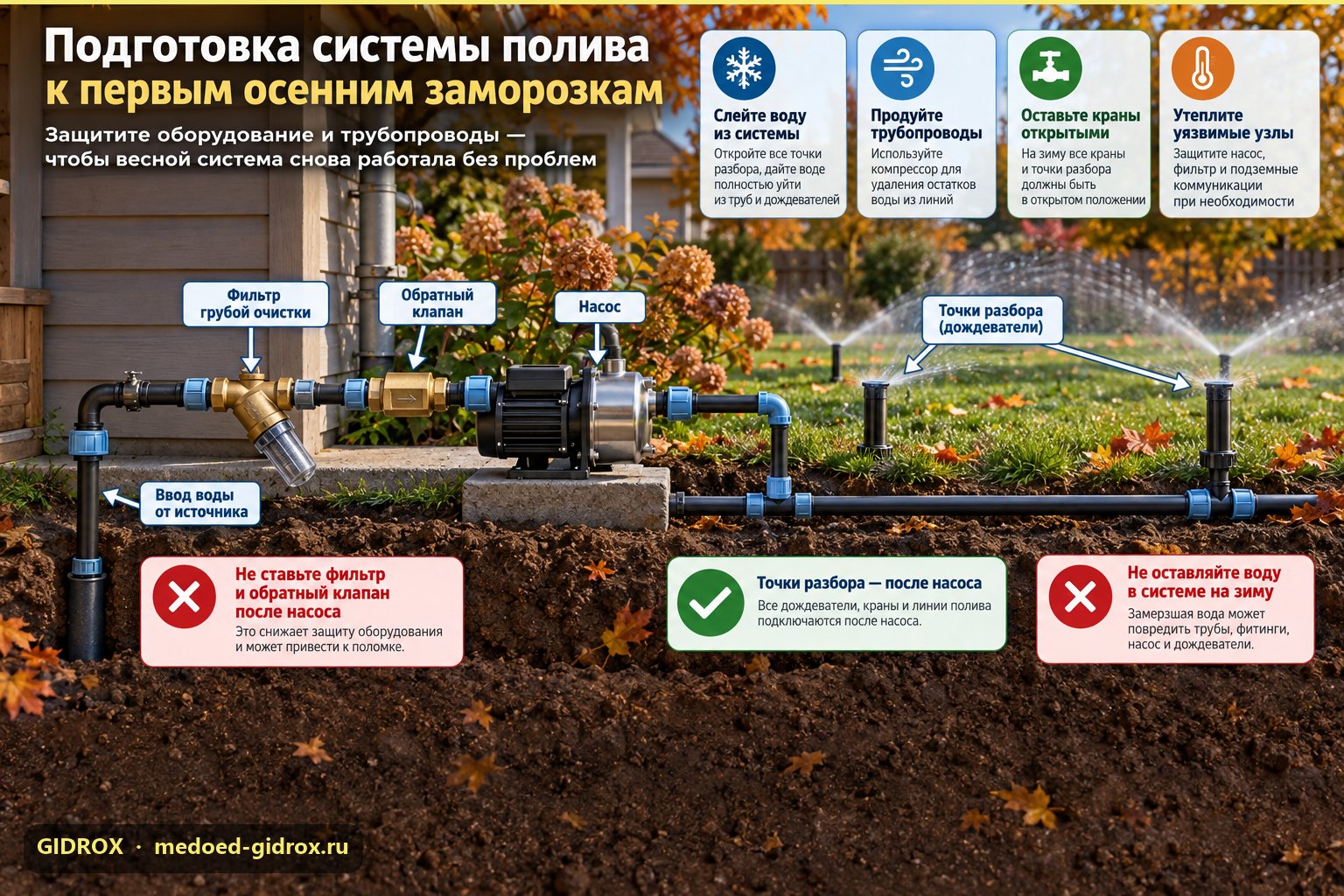 Подготовка системы полива к первым осенним заморозкам