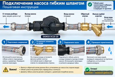 Подключение насоса гибким шлангом: пошаговая инструкция