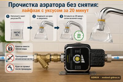 Прочистка аэратора без снятия: лайфхак с уксусом за 20 минут