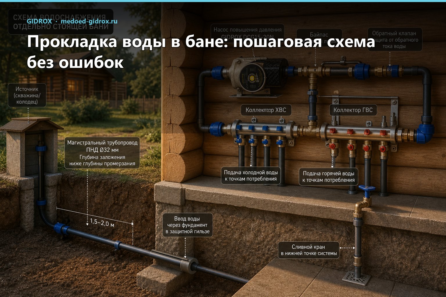 Прокладка воды в бане: пошаговая схема без ошибок