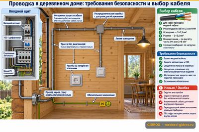 Проводка в деревянном доме: требования безопасности и выбор кабеля