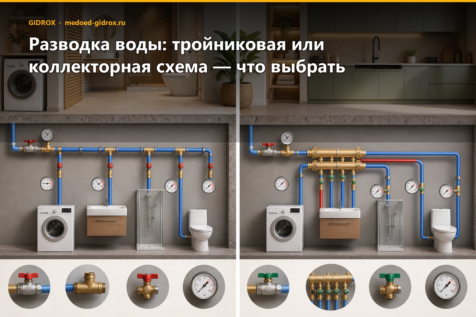 Разводка воды: тройниковая или коллекторная схема — что выбрать