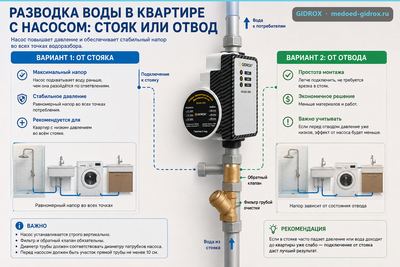 Разводка воды в квартире с насосом: стояк или отвод