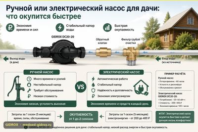 Ручной или электрический насос для дачи: что окупится быстрее