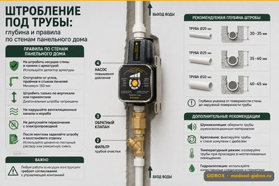 Штробление под трубы: глубина и правила по стенам панельного дома
