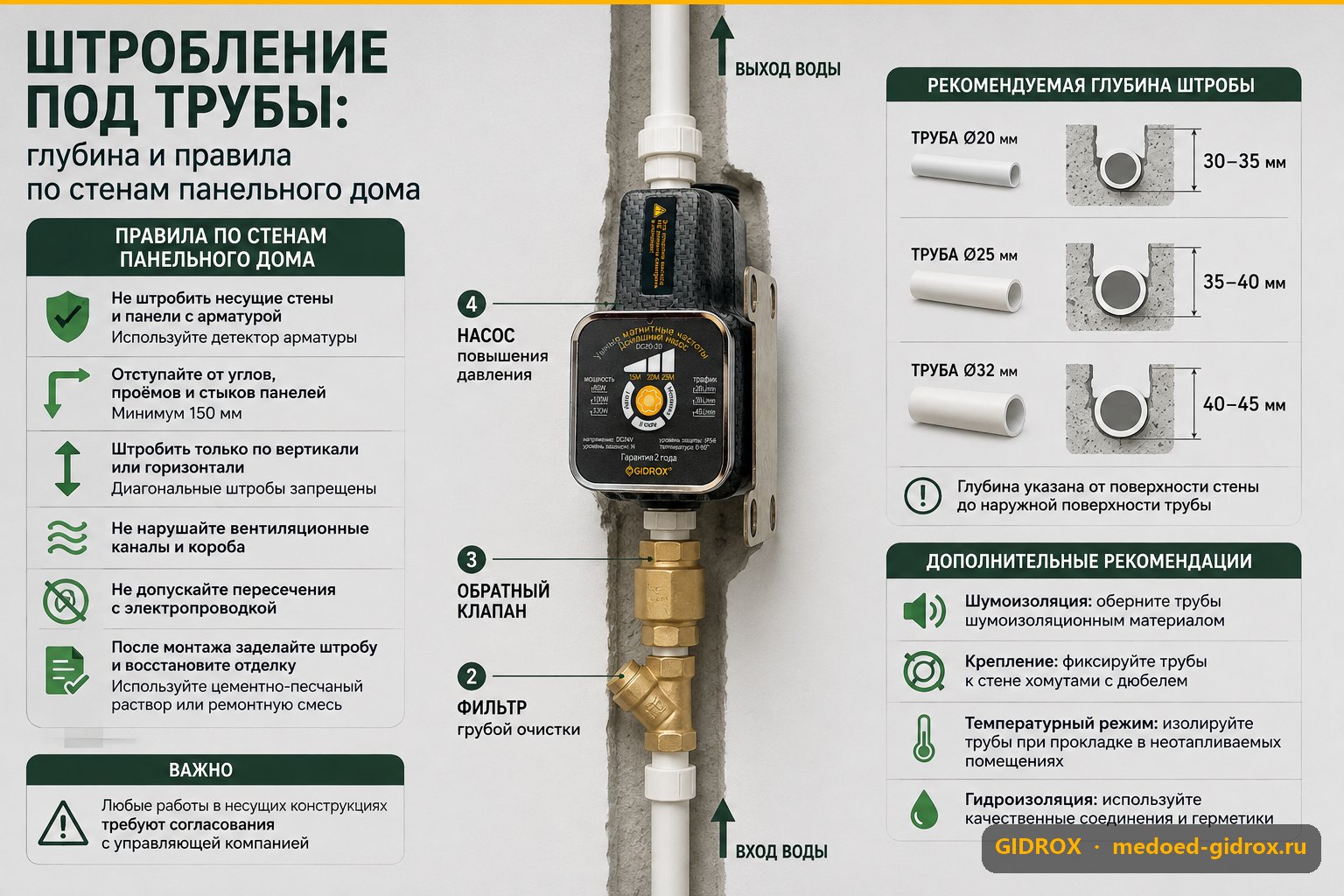 Штробление под трубы: глубина и правила по стенам панельного дома