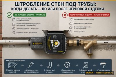 Штробление стен под трубы: когда делать — до или после черновой отделки