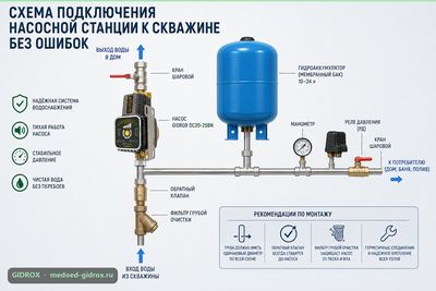 Схема подключения насосной станции к скважине без ошибок
